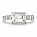 Load image into Gallery viewer, White Rhodium 9K Emerald Solitairect Solitaire Ring