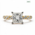 Load image into Gallery viewer, Yellow Gold Polish 9K Princess Solitairect Solitaire Ring