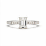 Load image into Gallery viewer, White Rhodium 9K Emerald Solitairect Solitaire Ring