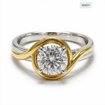 Load image into Gallery viewer, Two Tone 9K Round Solitairect Solitaire Ring