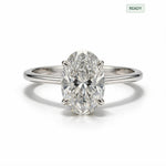 Load image into Gallery viewer, White Rhodium 9K Oval Solitairect Solitaire Ring