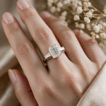 Load image into Gallery viewer, White Rhodium 14K Emerald Solitairect Solitaire Ring