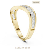 Load image into Gallery viewer, Maylaya Gems baguette channel lab-grown diamond band in yellow gold