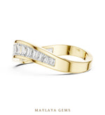Load image into Gallery viewer, Maylaya Gems baguette channel lab-grown diamond band in yellow gold