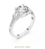Load image into Gallery viewer, Maylaya Gems round marquise trilogy lab-grown diamond ring in white gold