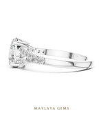 Load image into Gallery viewer, Maylaya Gems round marquise trilogy lab-grown diamond ring in white gold