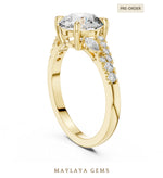 Load image into Gallery viewer, Maylaya Gems round marquise trilogy lab-grown diamond ring in yellow gold