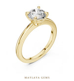 Load image into Gallery viewer, Maylaya Gems round four-prong solitaire lab-grown diamond ring in yellow gold
