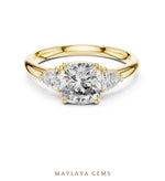 Load image into Gallery viewer, Maylaya Gems trillion cushion trilogy lab-grown diamond ring in yellow gold