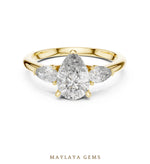 Load image into Gallery viewer, Maylaya Gems pear trilogy lab-grown diamond ring in yellow gold