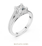 Load image into Gallery viewer, Maylaya Gems princess sculpted solitaire lab-grown diamond ring in white gold