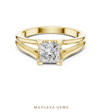 Load image into Gallery viewer, Maylaya Gems princess sculpted solitaire lab-grown diamond ring in yellow gold