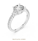 Load image into Gallery viewer, Maylaya Gems round trillion pave trilogy lab-grown diamond ring in white gold