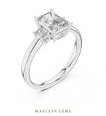 Load image into Gallery viewer, Maylaya Gems radiant emerald trilogy lab-grown diamond ring in white gold