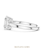 Load image into Gallery viewer, Maylaya Gems radiant emerald trilogy lab-grown diamond ring in white gold