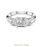 Load image into Gallery viewer, Maylaya Gems princess trilogy lab-grown diamond ring in white gold