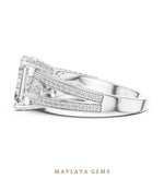 Load image into Gallery viewer, Maylaya Gems emerald pear pave trilogy lab-grown diamond ring in white gold