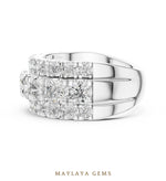 Load image into Gallery viewer, Maylaya Gems round triple-row lab-grown diamond band in white gold