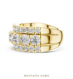 Load image into Gallery viewer, Maylaya Gems round triple-row lab-grown diamond band in yellow gold