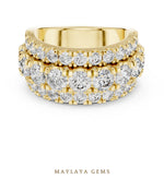 Load image into Gallery viewer, Maylaya Gems round triple-row lab-grown diamond band in yellow gold
