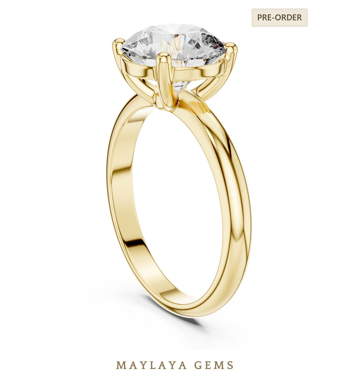 Maylaya gems lab grown diamond ring in yellow gold
