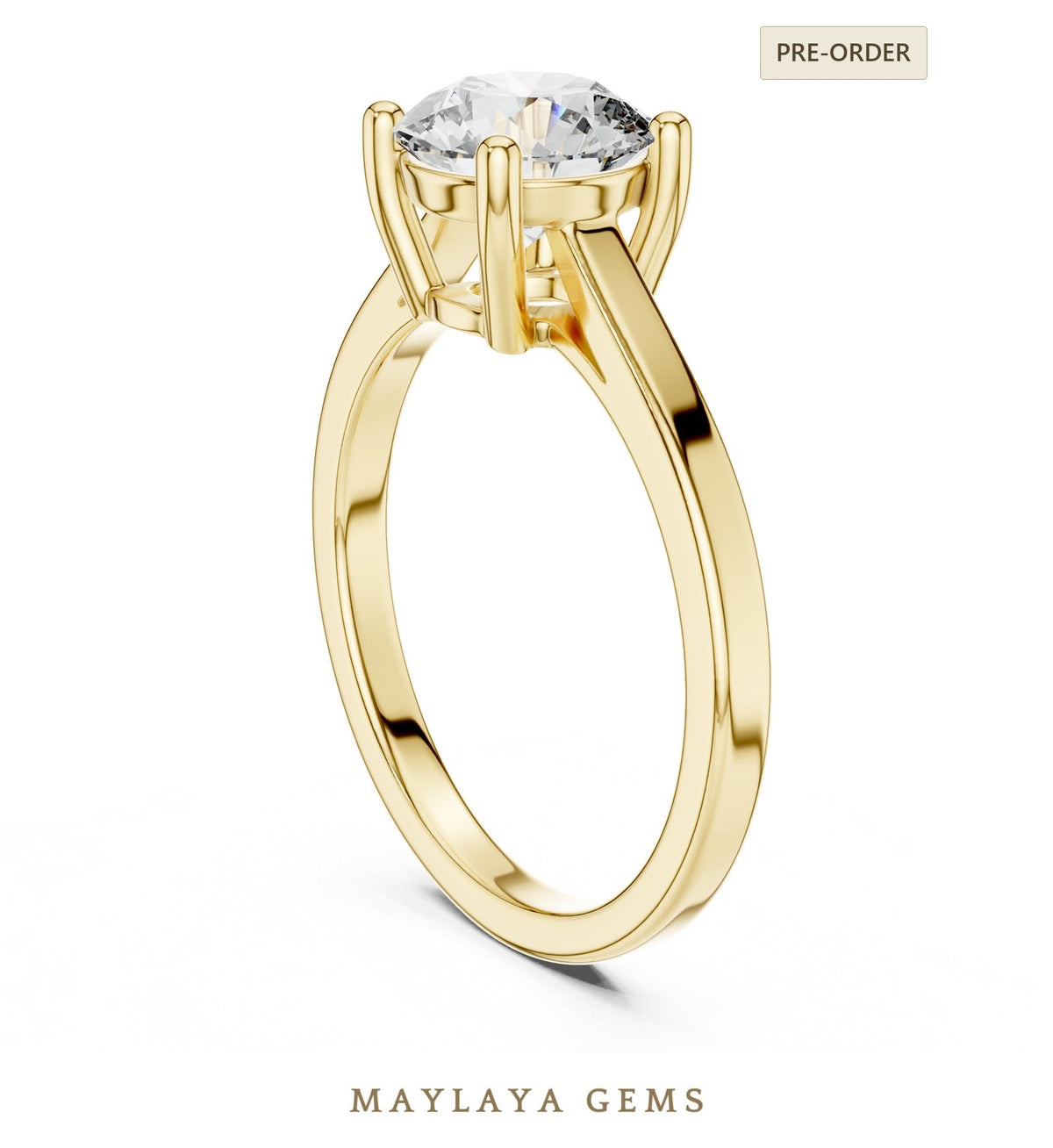 Maylaya gems lab grown diamond ring in yellow gold