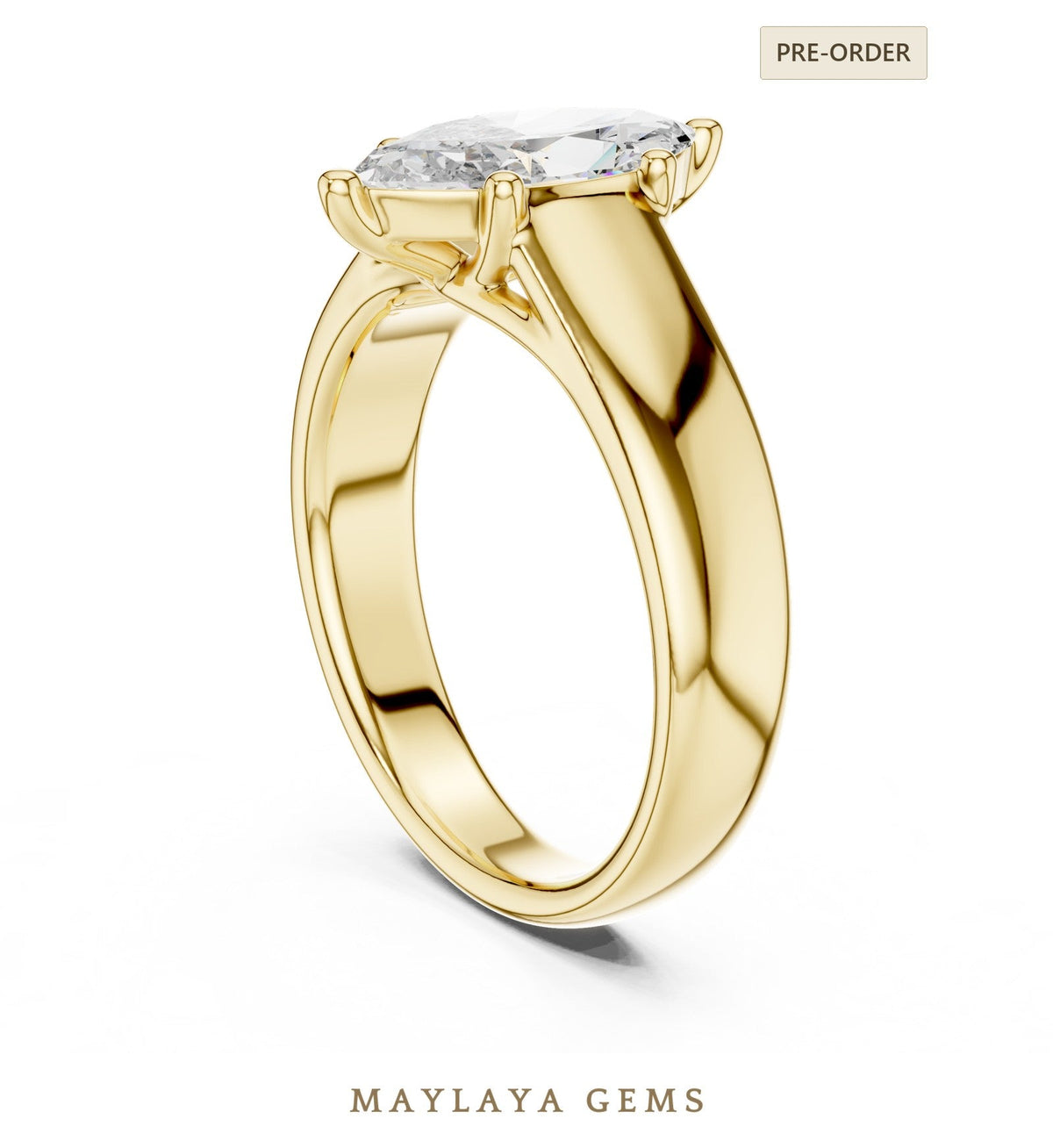 Maylaya gems lab grown diamond ring in yellow gold
