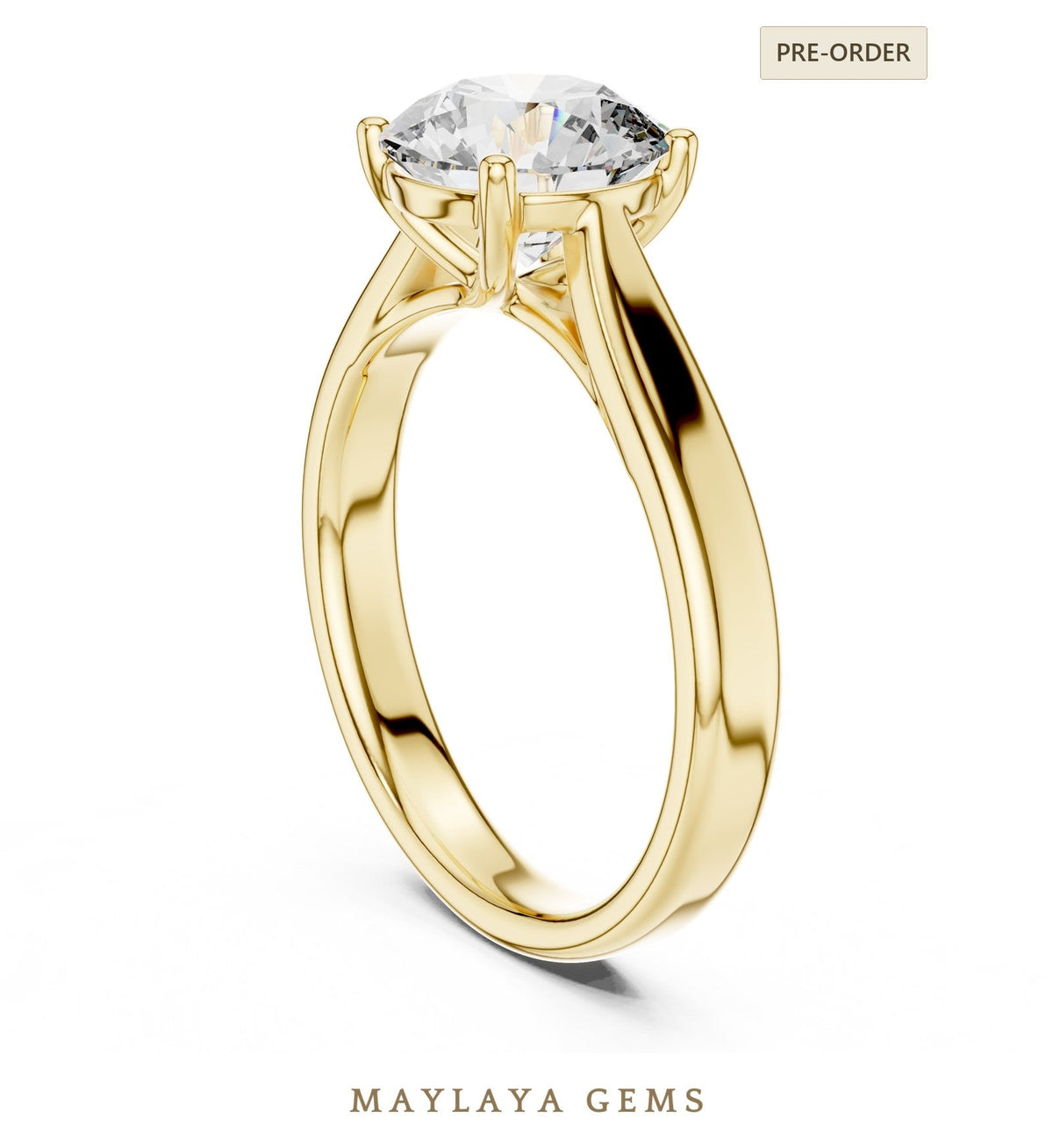 Maylaya gems lab grown diamond ring in yellow gold