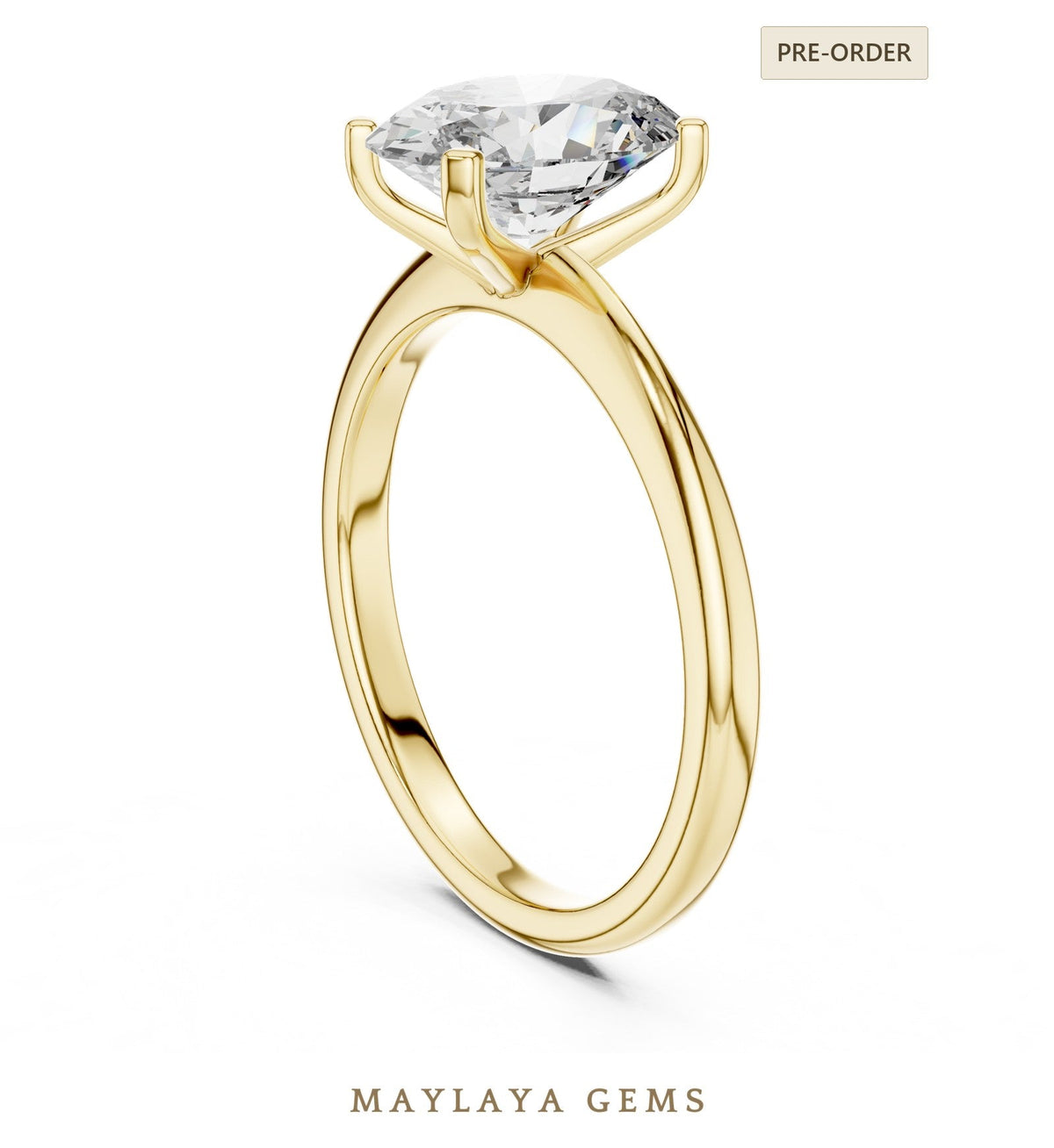 Maylaya gems lab grown diamond ring in yellow gold