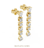 Load image into Gallery viewer, Maylaya Gems mixed-cut linear drop lab-grown diamond earrings in yellow gold