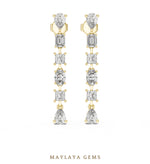 Load image into Gallery viewer, Maylaya Gems mixed-cut linear drop lab-grown diamond earrings in yellow gold
