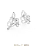 Load image into Gallery viewer, Maylaya Gems round leaf branch earrings in white gold