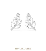 Load image into Gallery viewer, Maylaya Gems round leaf branch earrings in white gold