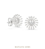 Load image into Gallery viewer, Maylaya Gems round sunray earrings in white gold
