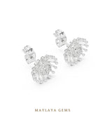 Load image into Gallery viewer, Maylaya Gems round sunray earrings in white gold