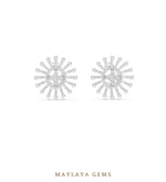 Load image into Gallery viewer, Maylaya Gems round sunray earrings in white gold