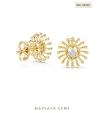 Load image into Gallery viewer, Maylaya Gems round sunray earrings in yellow gold