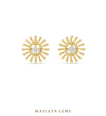 Load image into Gallery viewer, Maylaya Gems round sunray earrings in yellow gold