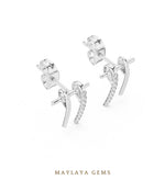 Load image into Gallery viewer, Maylaya Gems round twin bar earrings in white gold