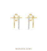 Load image into Gallery viewer, Maylaya Gems round twin bar earrings in yellow gold