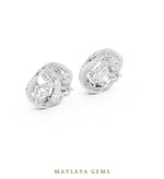 Load image into Gallery viewer, Maylaya Gems round filigree paisley earrings in white gold