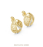 Load image into Gallery viewer, Maylaya Gems round filigree paisley earrings in yellow gold