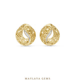 Load image into Gallery viewer, Maylaya Gems round filigree paisley earrings in yellow gold