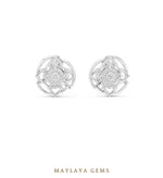 Load image into Gallery viewer, Maylaya Gems round woven halo earrings in white gold
