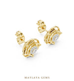 Load image into Gallery viewer, Maylaya Gems round woven halo earrings in yellow gold
