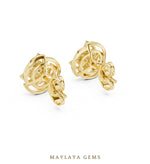 Load image into Gallery viewer, Maylaya Gems round woven halo earrings in yellow gold