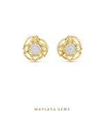 Load image into Gallery viewer, Maylaya Gems round woven halo earrings in yellow gold