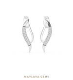 Load image into Gallery viewer, Maylaya Gems round curved leaf earrings in white gold