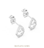 Load image into Gallery viewer, Maylaya Gems round double teardrop earrings in white gold
