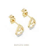Load image into Gallery viewer, Maylaya Gems round double teardrop earrings in yellow gold